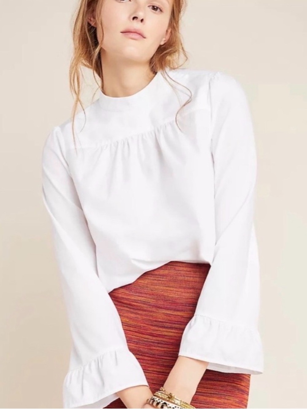 Maeve by Anthropologie Aja White Poplin Blouse Size 2